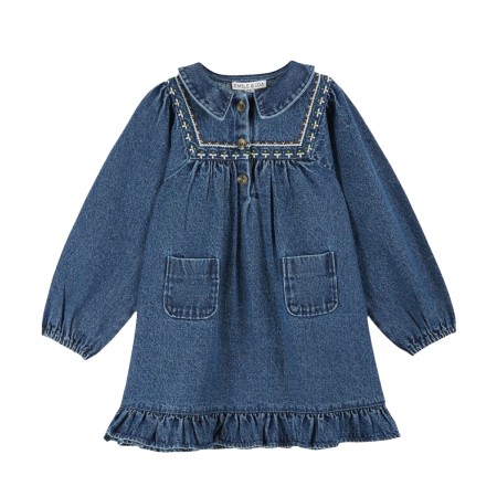 Robe brodée en denim Emile...