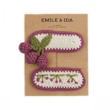 Lot de 2 barettes cerise en...