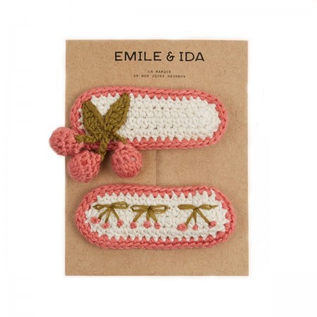 Lot de 2 barettes cerise en...
