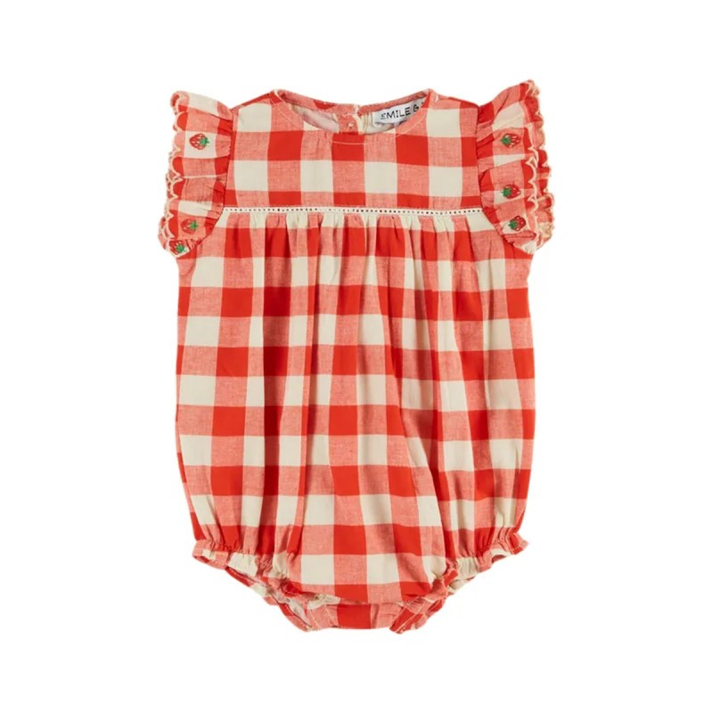 Barboteuse vichy "Fraises"