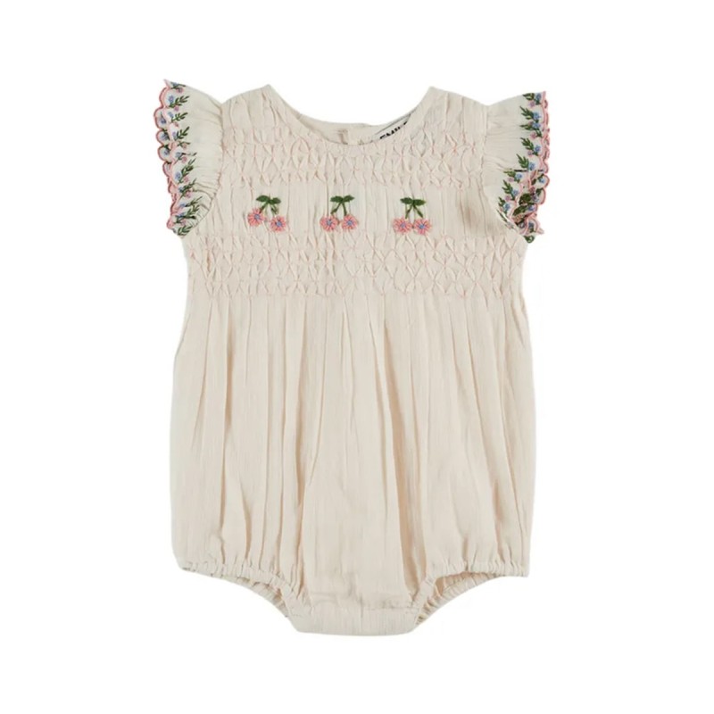 Barboteuse smockée crème