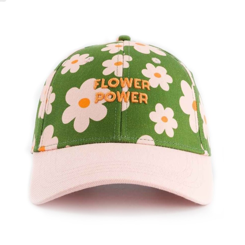 Casquette "Flower Power" verte