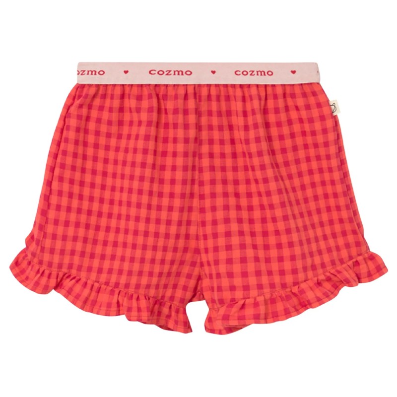 Short à carreaux  "Jud" rouge