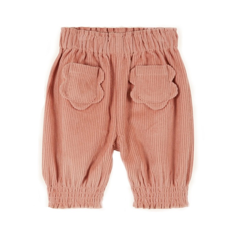 Pantalon en velours rose bébé