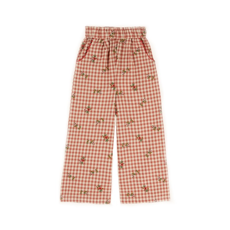 Pantalon brodé en vichy...