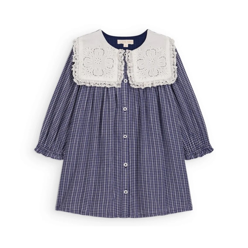 Robe à col "Hyacinte" Carreaux