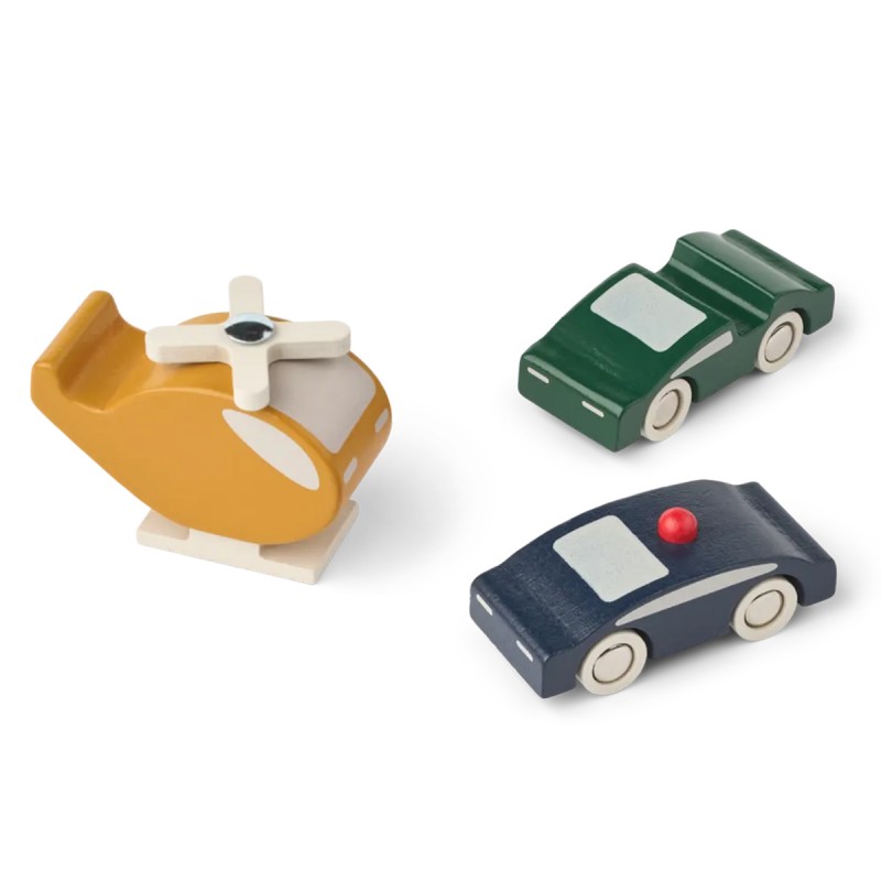 Set de 3 véhcules en bois...