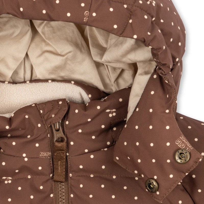 Doudoune fille Konges Sløjd marron cerises et pois