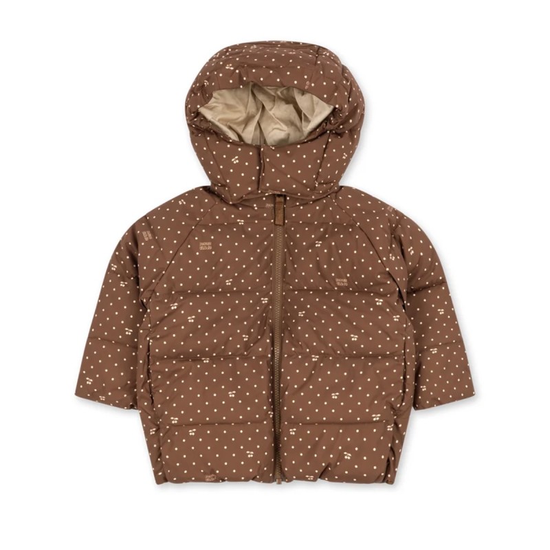 Doudoune fille Konges Sløjd marron cerises et pois