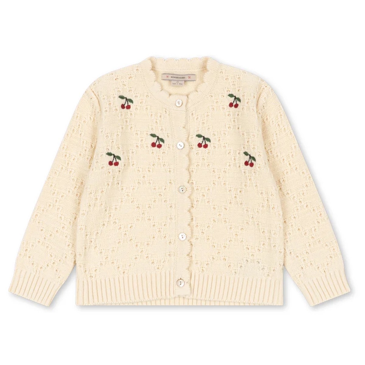 Cardigan Konges Sløjd brodé de cerises en laine et coton