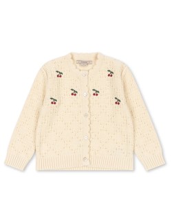 Cardigan Konges Sløjd brodé de cerises en laine et coton