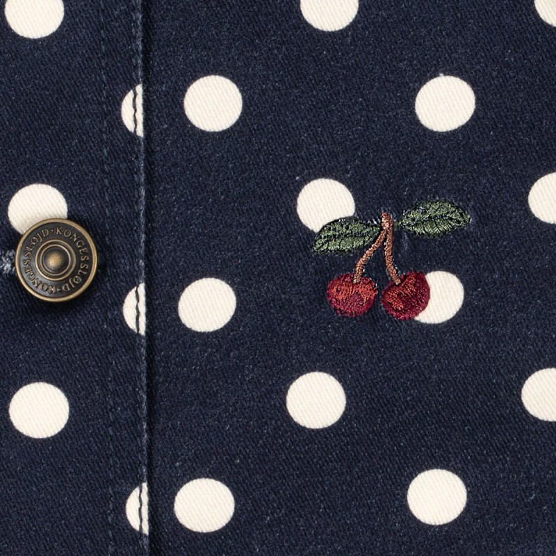 Veste fille Konges Sløjd bleu marine à pois blancs