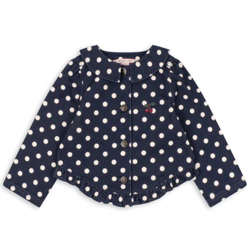Veste fille Konges Sløjd bleu marine à pois blancs