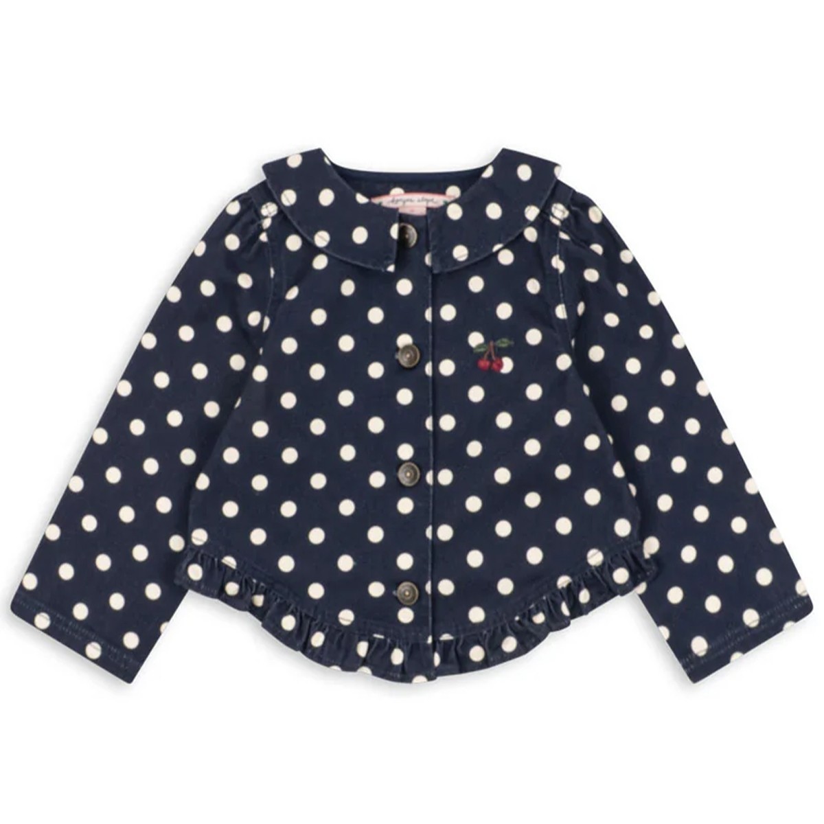 Veste fille Konges Sløjd bleu marine à pois blancs