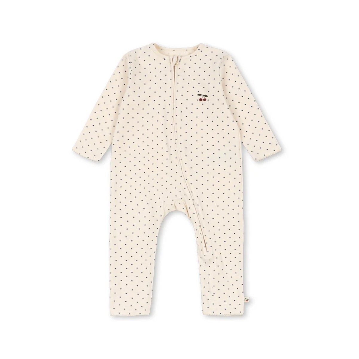 Grenouillère bébé Konges Sløjd écru à pois et cerise