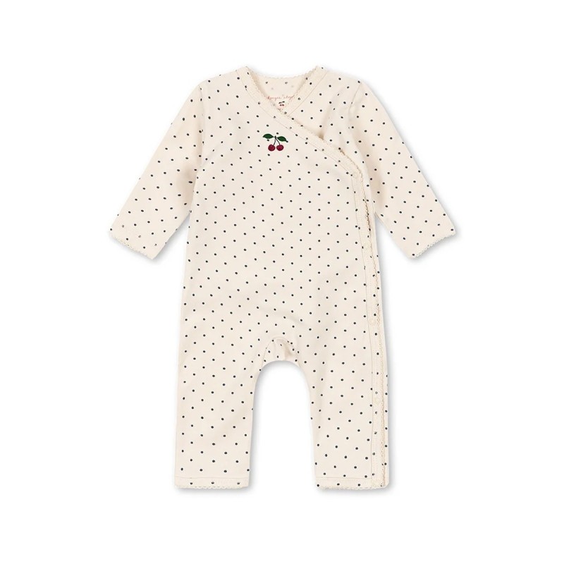 Combinaison bébé Konges Sløjd crème à pois et cerise