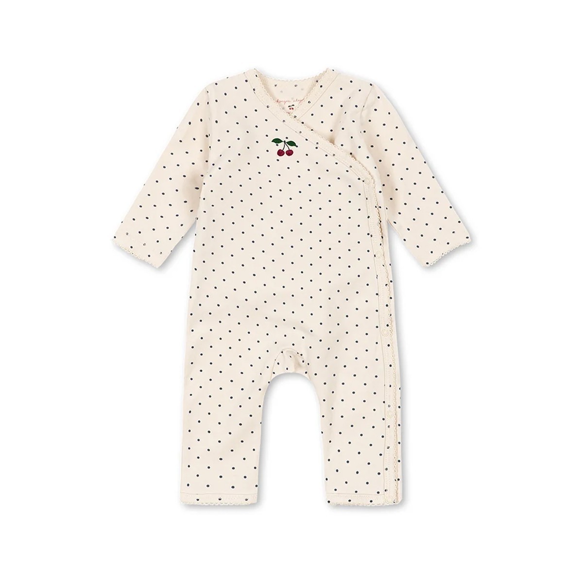 Combinaison bébé Konges Sløjd crème à pois et cerise