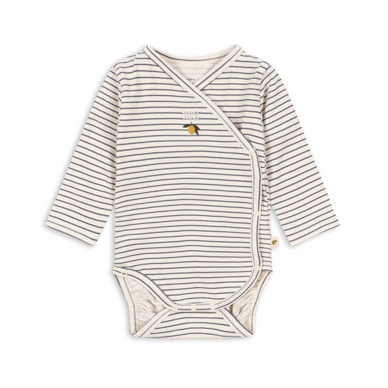Body bébé Konges Sløjd rayé bleu avec citron