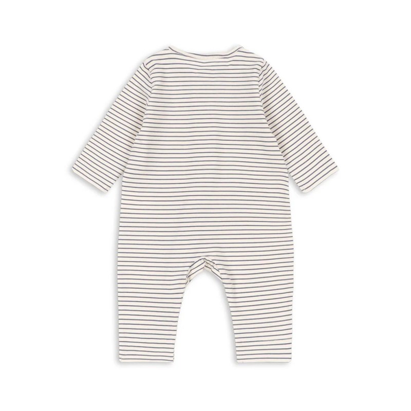 Grenouillère bébé Konges Sløjd rayée bleue et citron