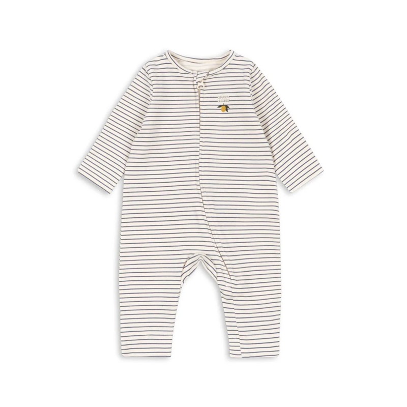 Grenouillère bébé Konges Sløjd rayée bleue et citron