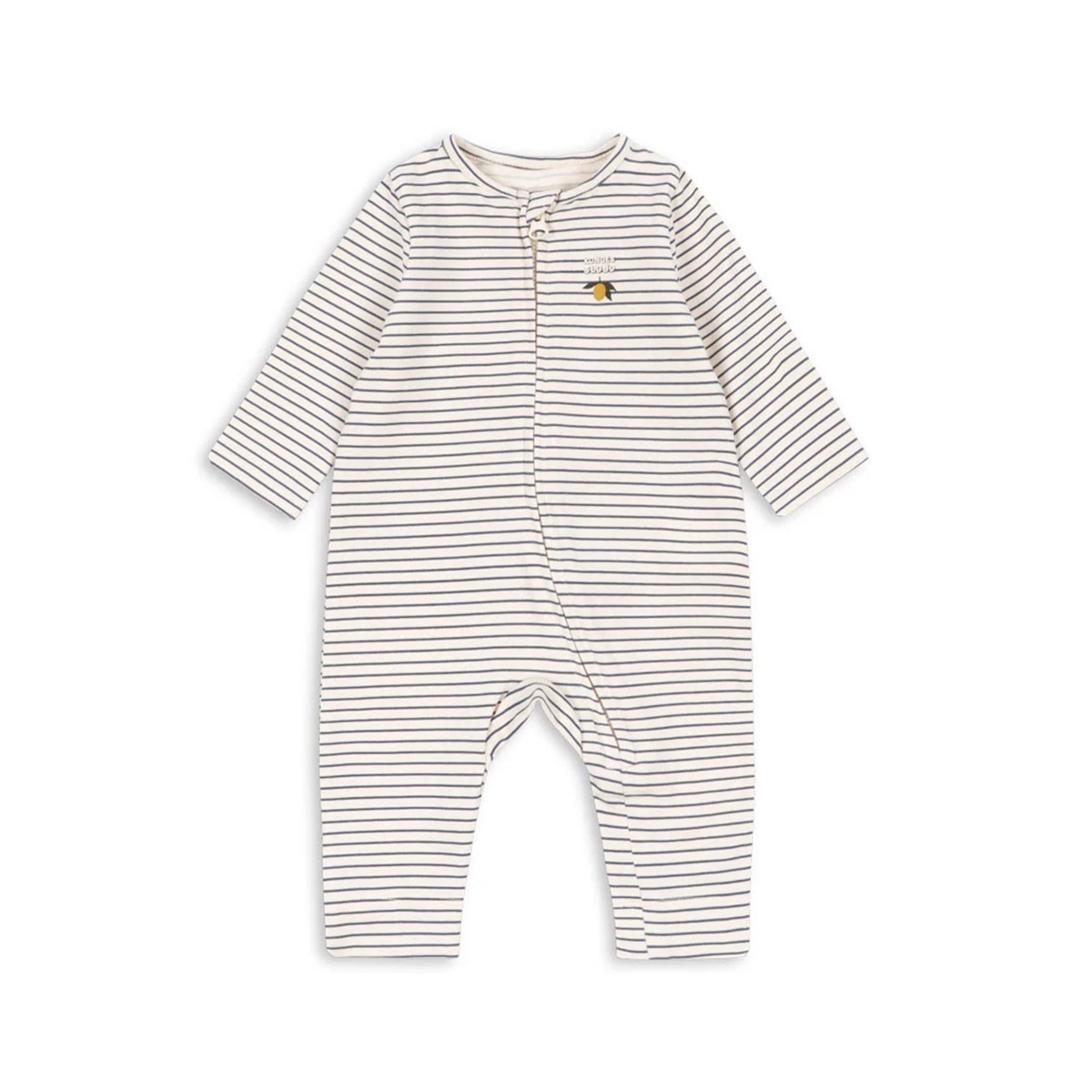 Grenouillère bébé Konges Sløjd rayée bleue et citron