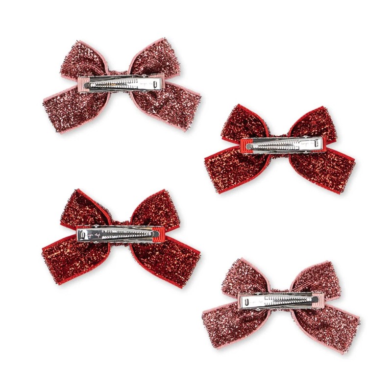 Lot de 4 Barrettes nœuds pailletés Konges Sløjd