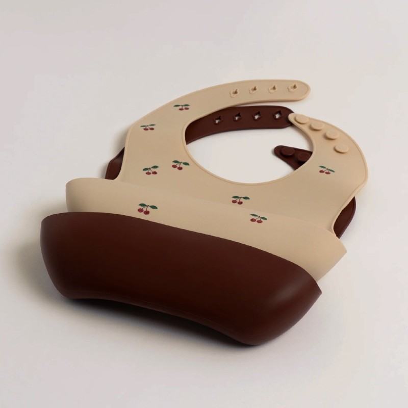 Lot de 2 bavoirs en silicone "Cherry" Konges Slojd