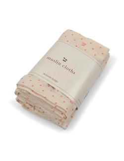 Pack de 3 langes "Cerises et pois" coton biologique