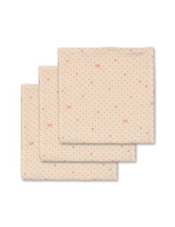 Pack de 3 langes "Cerises et pois" coton biologique