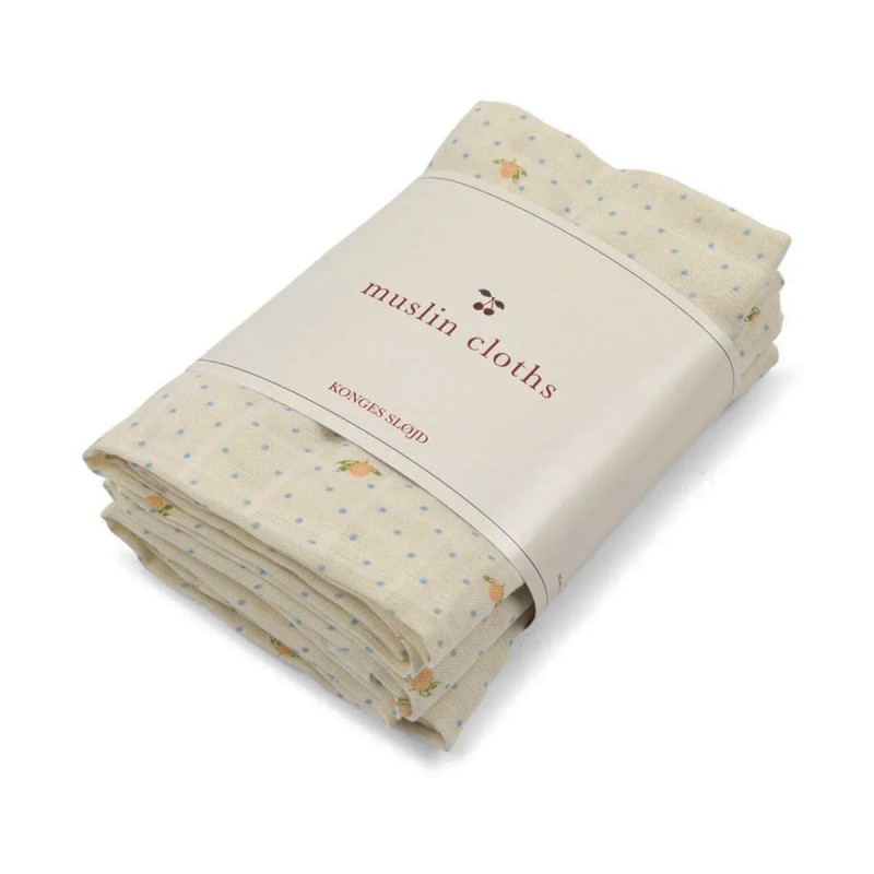 Pack de 3 langes "Citrons et pois" coton biologique