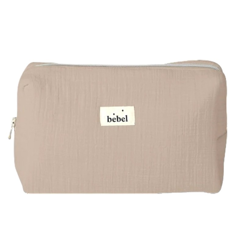 Grande trousse de toilette effet lin "Grège"