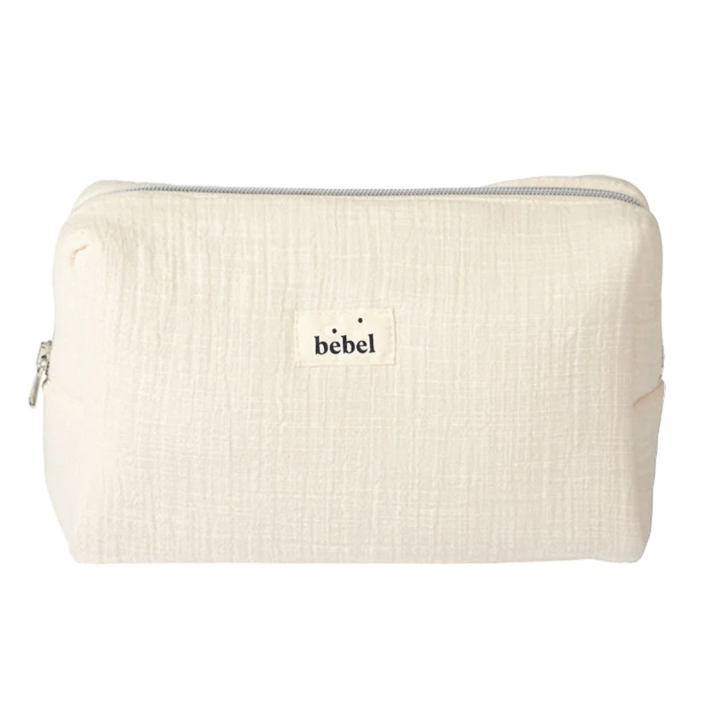 Grande trousse de toilette effet lin "Sable"