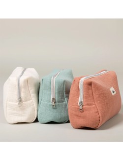 Grande trousse de toilette effet lin "Terracotta"