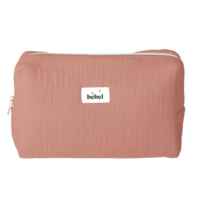 Grande trousse de toilette effet lin "Terracotta"