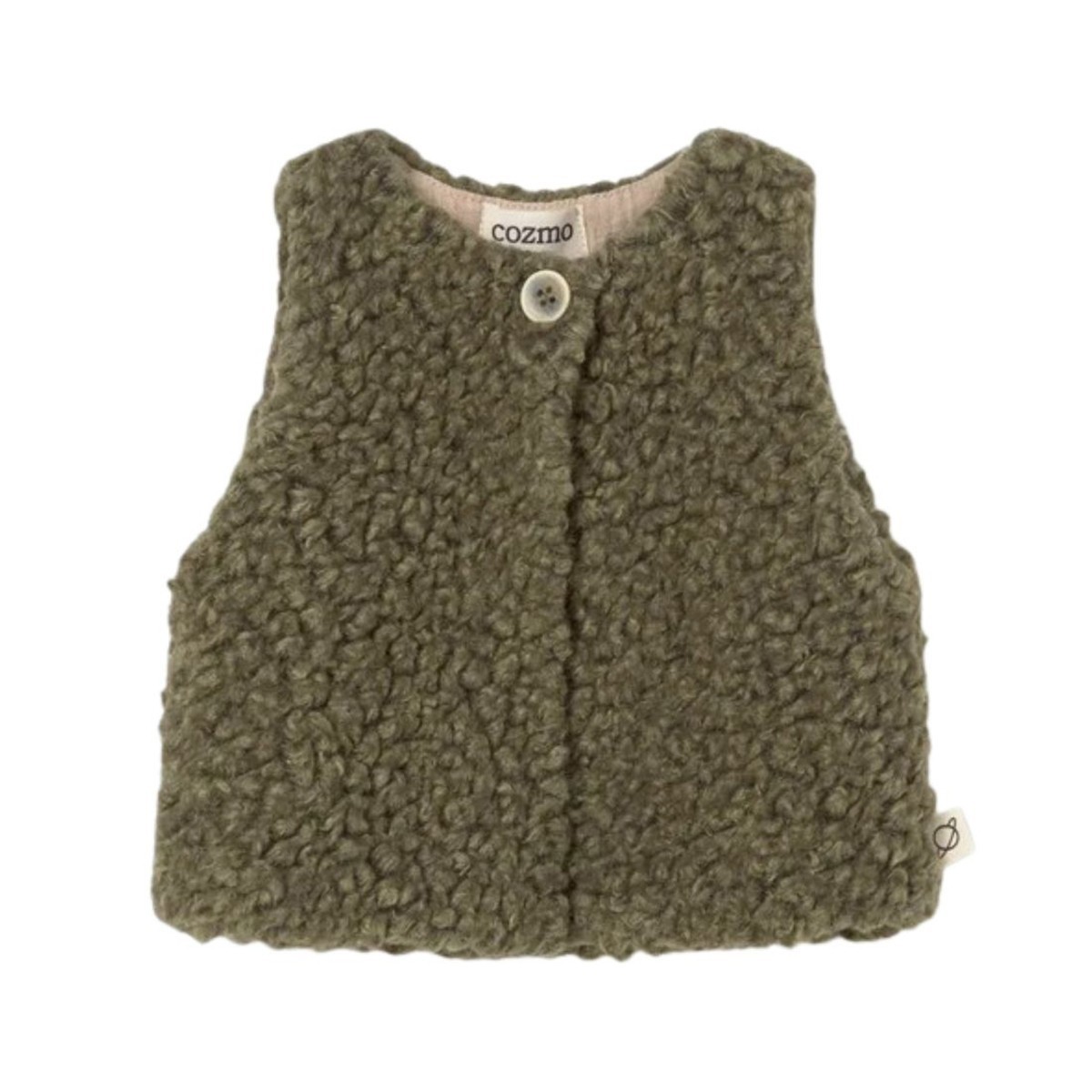 Gilet bébé sans manches en sherpa kaki"Parma"