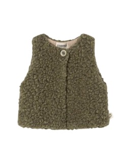 Gilet bébé sans manches en sherpa kaki"Parma"