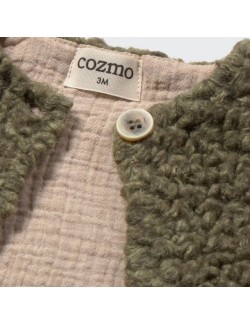 Gilet bébé sans manches en sherpa kaki"Parma"