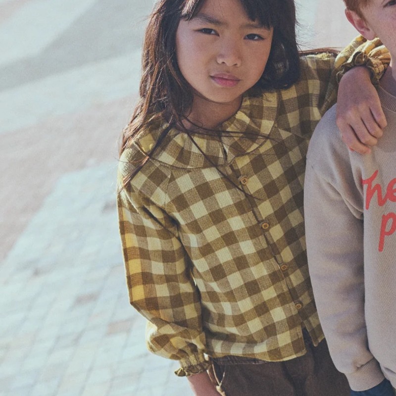 Blouse à col en flanelle gingham "Vera" Cozmo