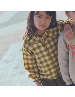 Blouse à col en flanelle gingham "Vera" Cozmo