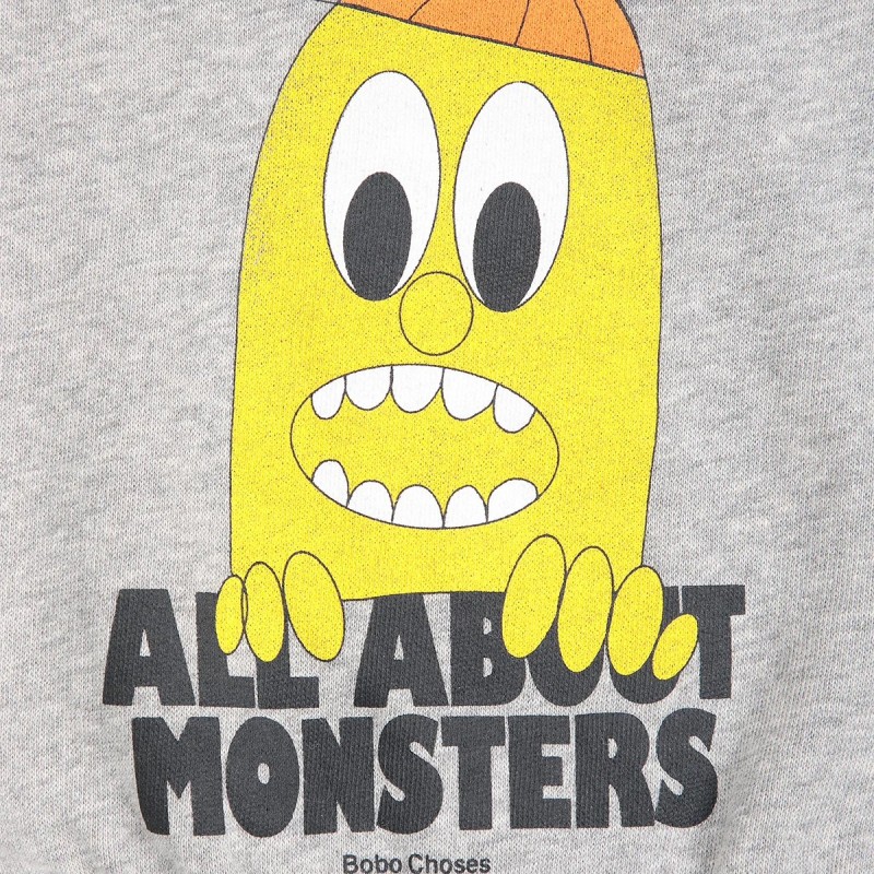 Sweat-shirt bébé "All About Monsters" gris chiné