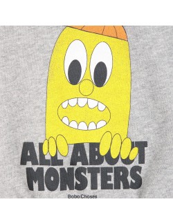 Sweat-shirt bébé "All About Monsters" gris chiné