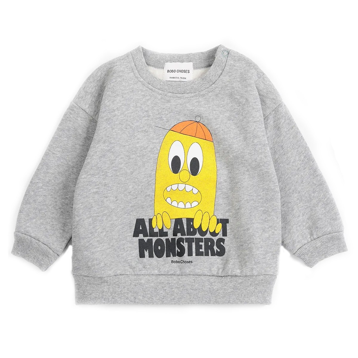 Sweat-shirt bébé "All About Monsters" gris chiné