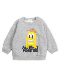 Sweat-shirt bébé "All About Monsters" gris chiné